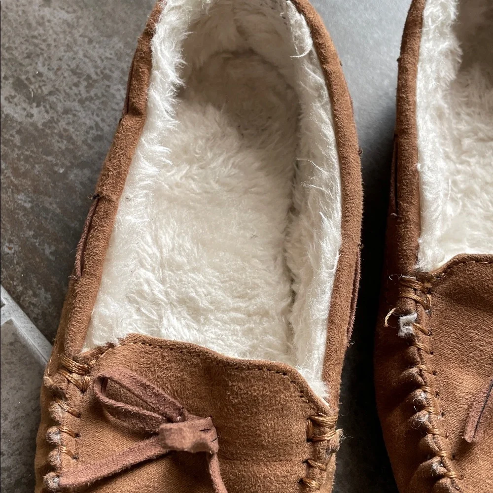 Brown Suede Moccasin Slippers